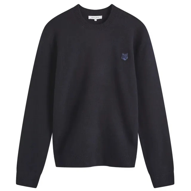 Maison Kitsune Bold Fox Head Patch Regular Lambswool Crew Ju Navy