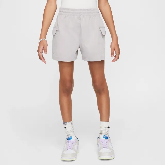Nike Sportswear Girls' Woven Cargo Shorts - Grey - Polyester