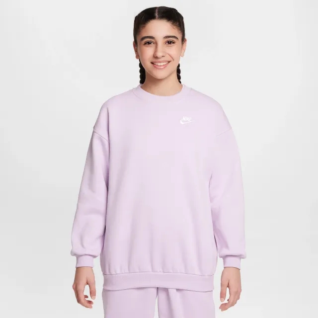 Nike Sportswear Club Fleece Older Kids' Oversized Sweatshirt - Purple - Cotton/Polyester