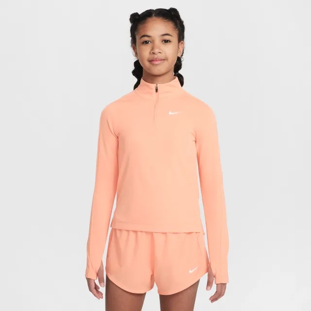 Nike Girls' Dri-FIT Long-Sleeve 1/4-Zip Top - Orange - Polyester