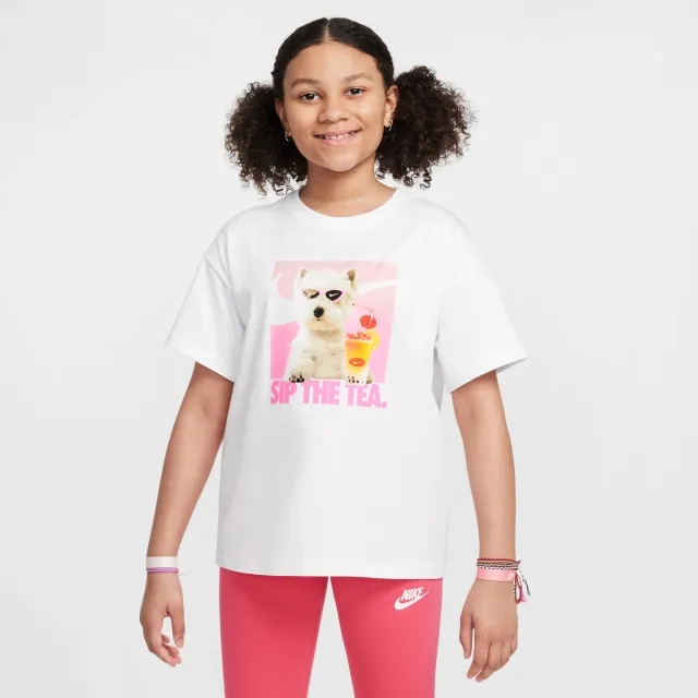 Nike Sportswear Older Kids' (Girls') T-Shirt - White - Cotton