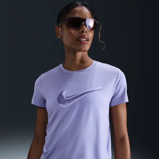 Nike One Swoosh Women's Dri-FIT Short-Sleeve Running Top - Purple - Polyester/Elastane
