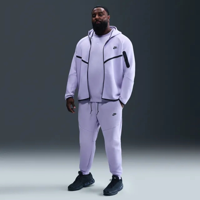 Nike Tech Men's Fleece Joggers - Purple - Cotton/Polyester