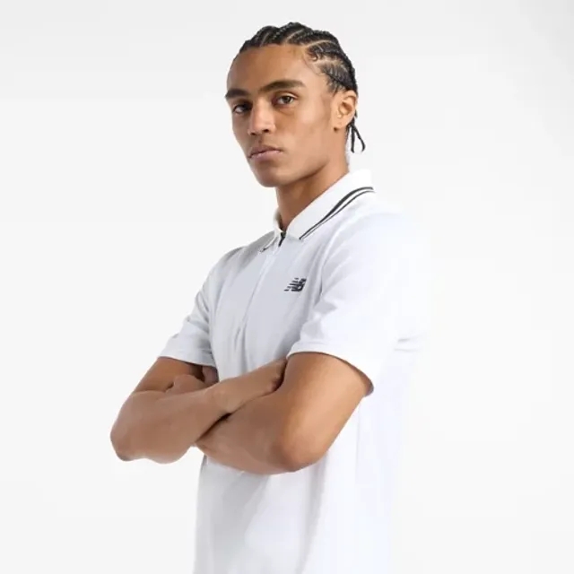 New Balance Men's Tournament Polo in White Poly Knit