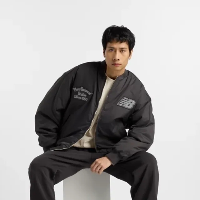 New Balance Men's NBX Lunar New Year Woven Bomber Jacket in Grey Polywoven