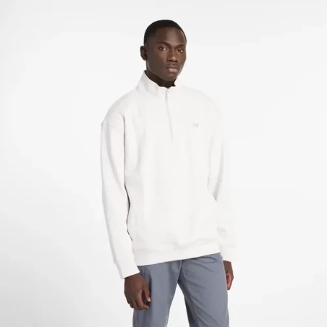 New Balance Men's Athletics Fleece 1/2 Zip in Grey Cotton Fleece