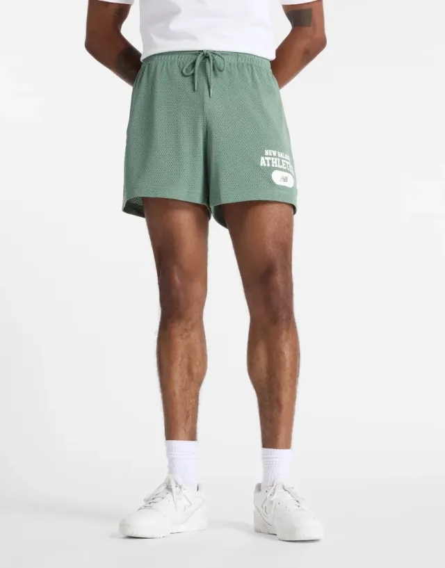 New Balance Heritage Mesh Graphic Short 5 In Green