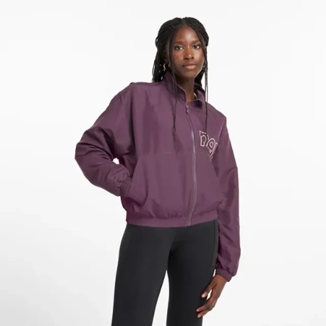 New Balance Women's Graphic Woven Jacket in Brown Polywoven