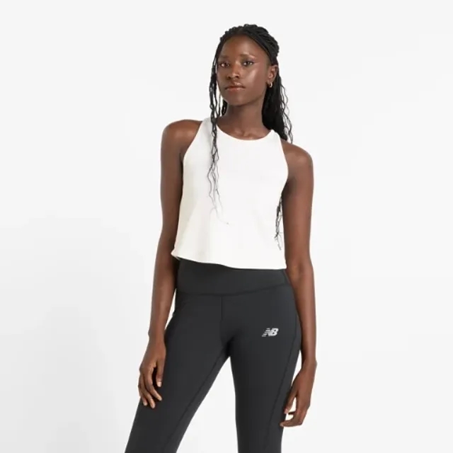 New Balance Women's Novelty Rib Tank in Brown Poly Knit