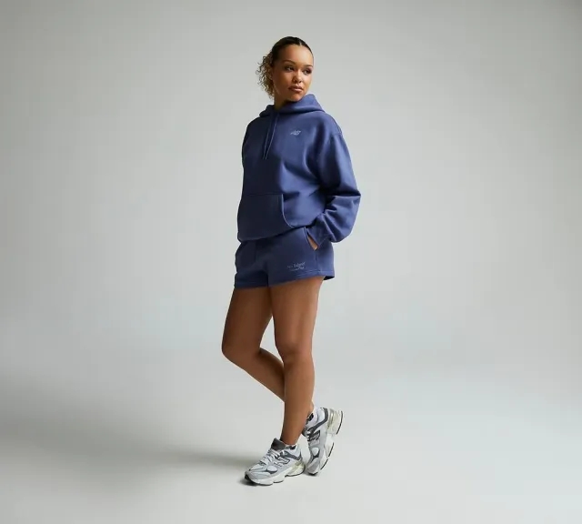 New Balance Womens Linear Fleece Short - Blue - Size S - Blue