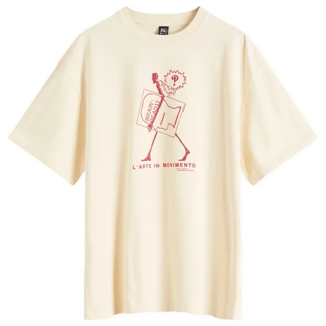 Brain Dead Men's Movimento T-Shirt Cream
