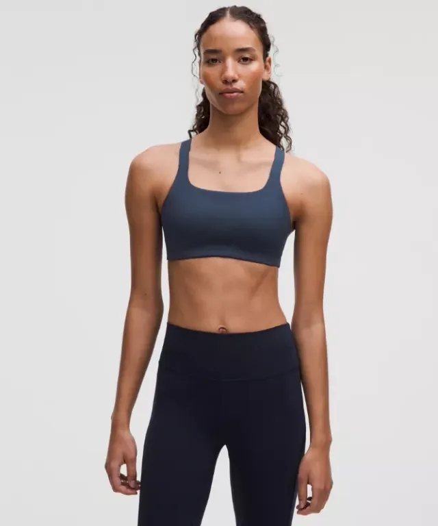 lululemon – Women's Ultralu Square-Neck Workout Sports Bra Medium Support, B/C Cup – Color Blue – Size 10