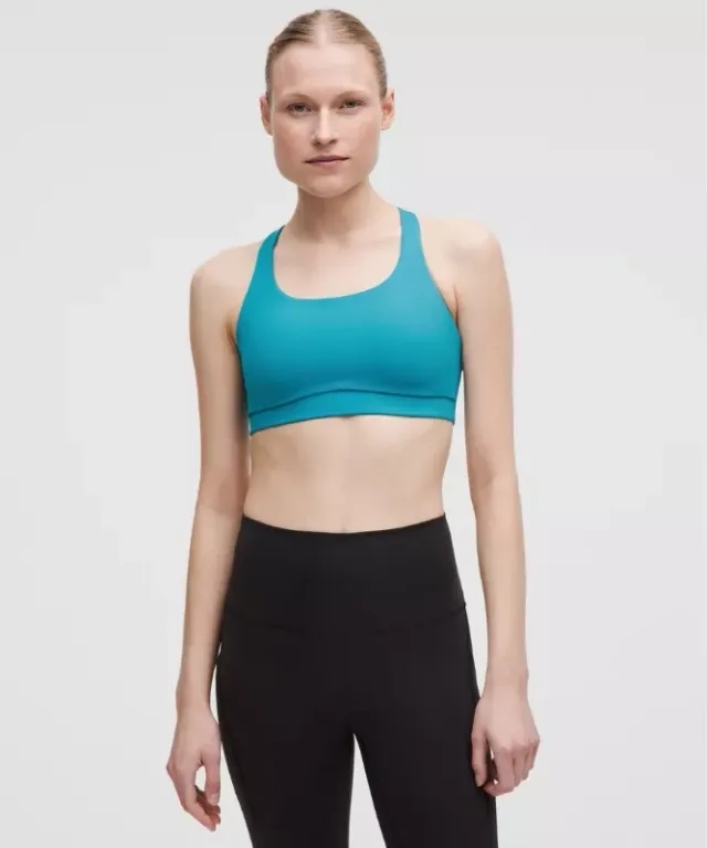 lululemon – Women's Energy Sports Bra Medium Support, B-D Cups Evolve – Color Blue – Size L