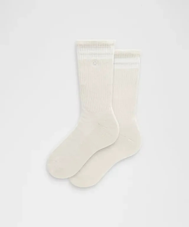 lululemon – Men's Unisex Daily Essential Crew Socks Stripe – Color White – Size L