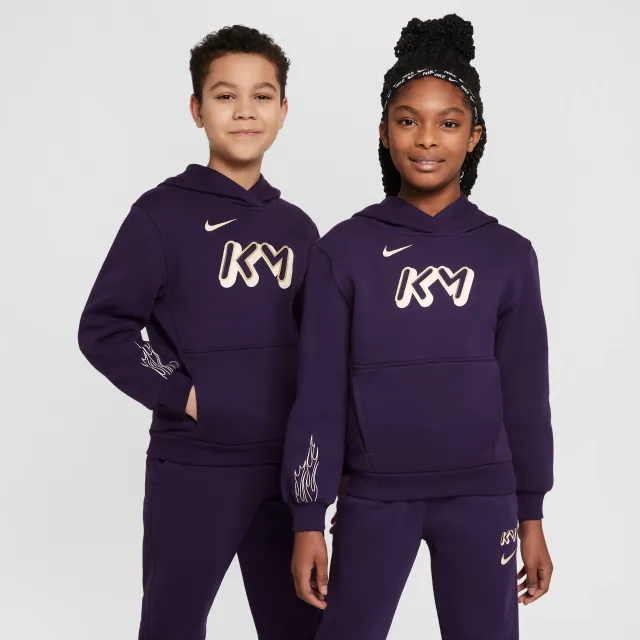 Nike Kylian Mbappé Club Fleece Older Kids' Football Hoodie - Purple - Fleece