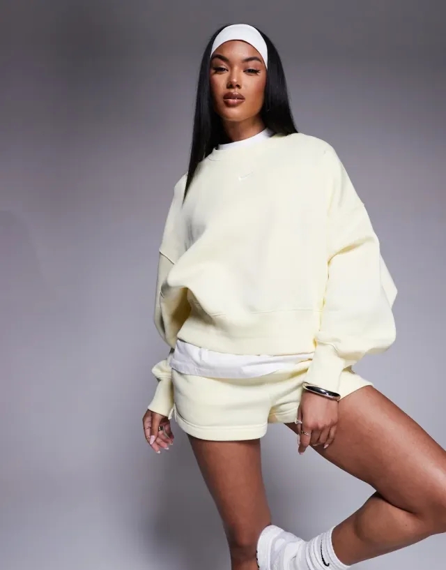 Nike Phoenix Crop Oversized Crew Sweatshirt - Alabaster - Womens