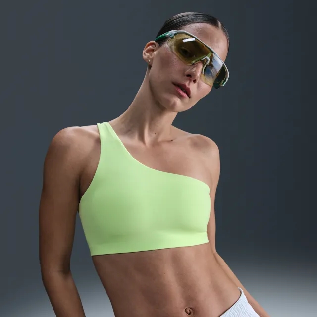 Nike Zenvy Asymmetrical Women's Light-Support Padded Sports Bra - Yellow - Nylon/Elastane