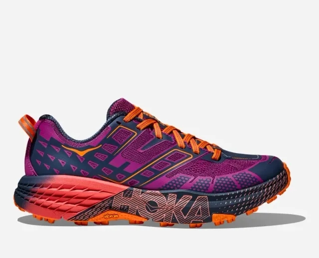 Hoka Speedgoat 2 Trail Shoes In Wild Flower/Electric Tangerine