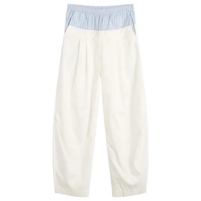 STEL Women's Layered Wide Barrow Leg Trousers Blue Stripe