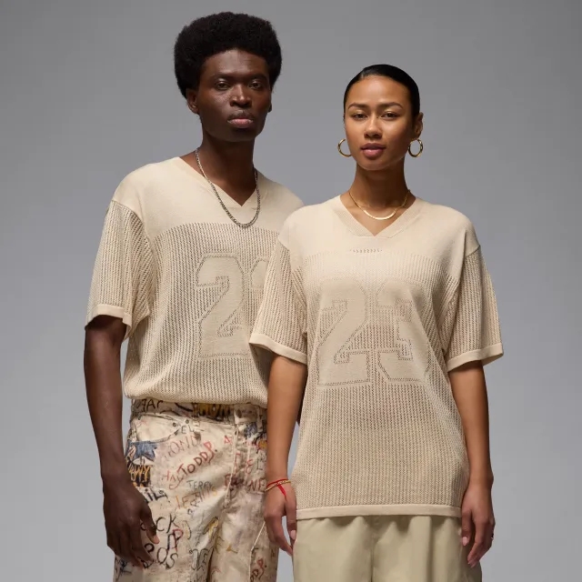 Nike Jordan Nike Air Jordan Men's Knit Jersey Top - Brown - Acrylic/Lyocell/Linen