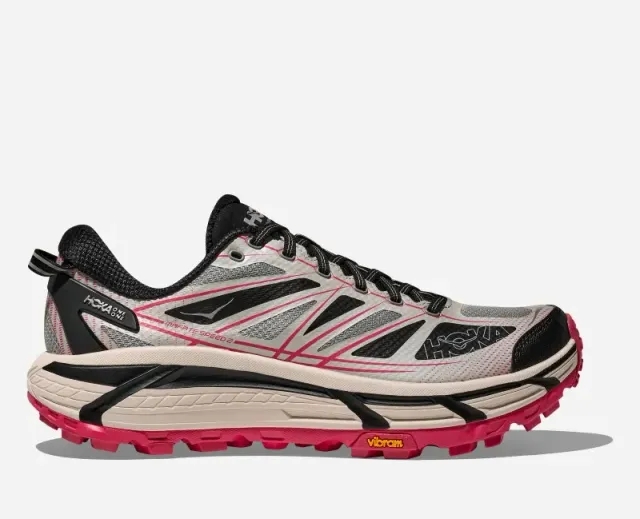 Hoka Mafate Speed 2 Lifestyle Shoes In Galactic Grey/Ruby Red