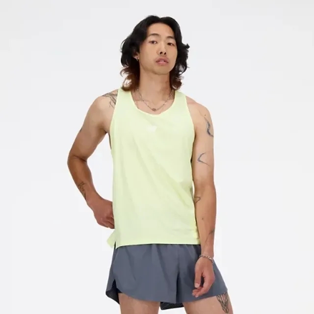 New Balance Men's Athletics Racing Singlet in Green Poly Knit