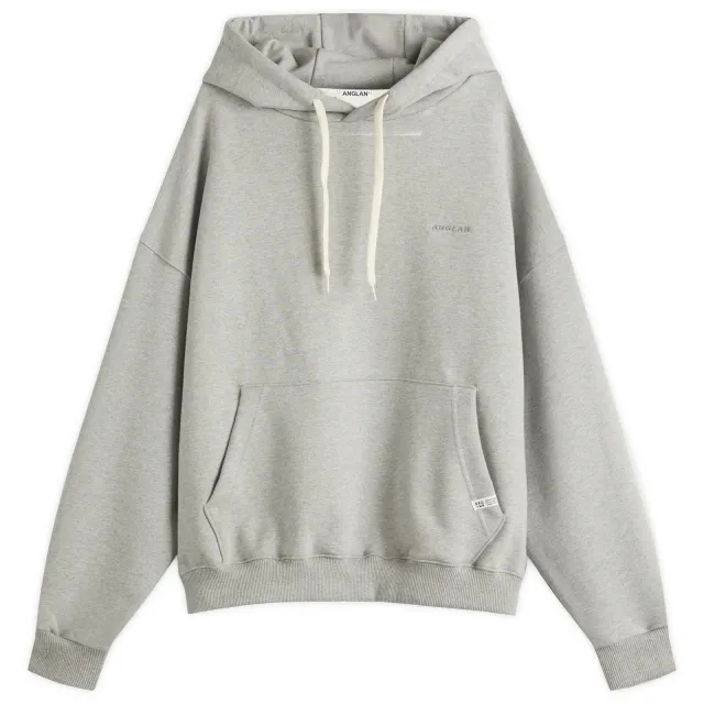 Anglan Men's Valley Tuck Sweat Balloon Hoodie Melange Grey