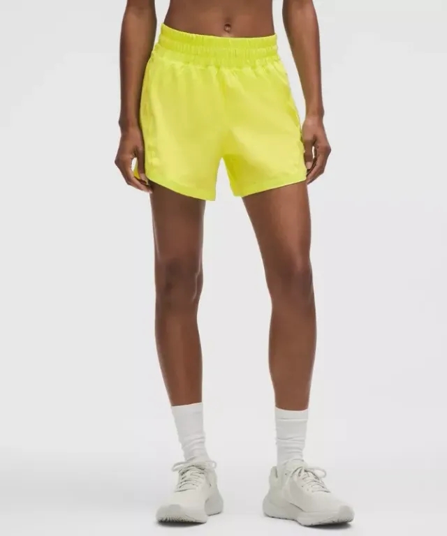 lululemon – Women's Track That High-Rise Lined Shorts – 5" – Color Green/Neon – Size 0