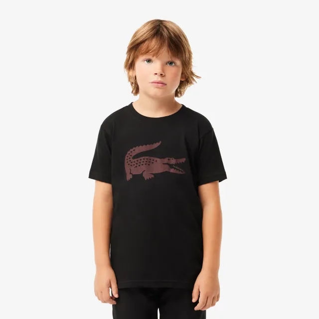 Lacoste Oversized Technical Cotton Sport T-shirt - Black / Bordeaux