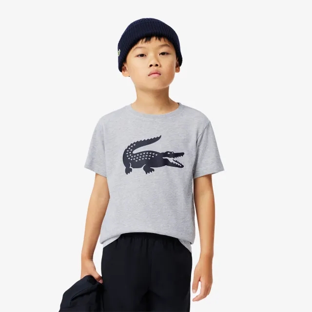 Lacoste Oversized Technical Cotton Sport T-shirt - Grey Chine / Navy Blue