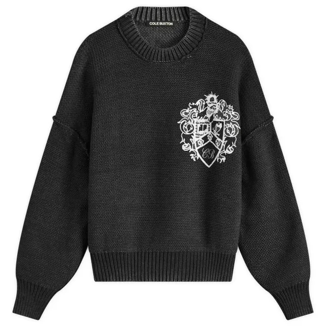 Cole Buxton Men's Denim Knit Jumper Washed Black