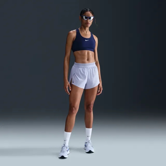 Nike AeroSwift Women's Dri-FIT ADV Mid-Rise Brief-Lined 8cm (approx.) Running Shorts - Grey - Recycled Polyester Minimum