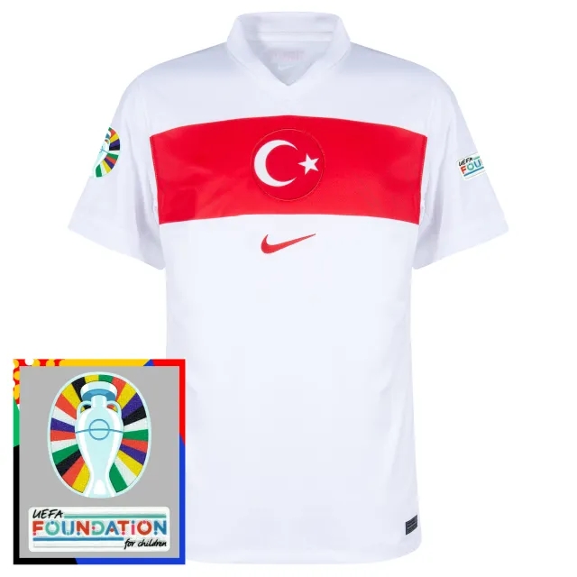 Nike Turkey Home KIDS Shirt 2024-2025 incl. Euro 2024 & Foundation Tournament Patches