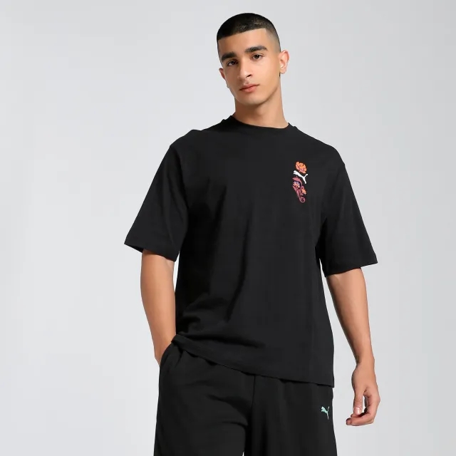 PUMA Floral Sport Graphic Boxy T-Shirt Men, Black, size Large