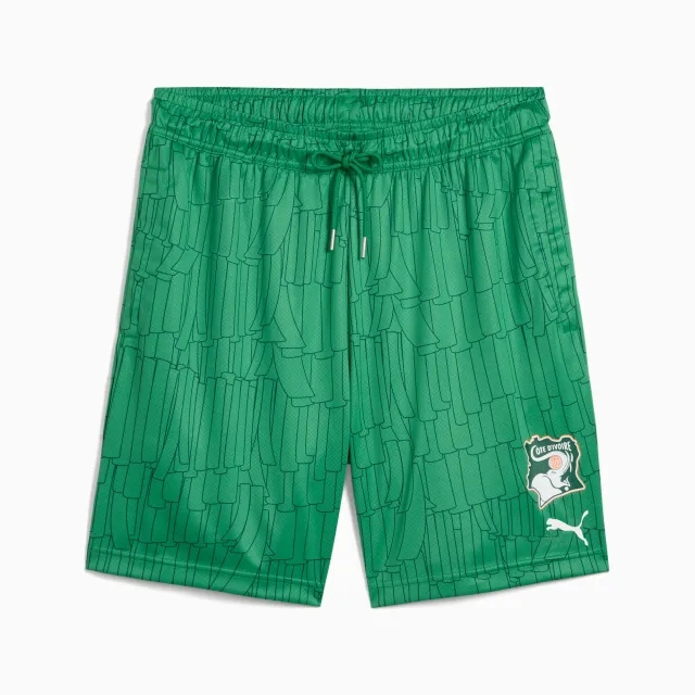 PUMA Ivory Coast All-Over Print 6" Shorts Unisex, Archive Green/White, size 3XL