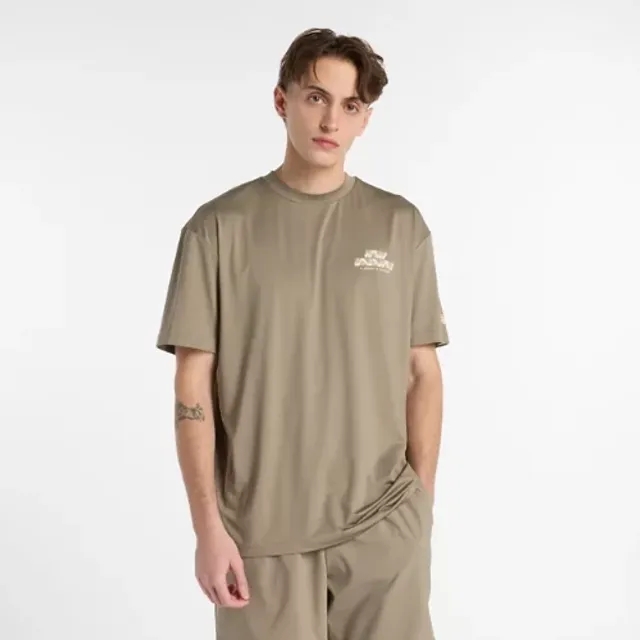 New Balance Men's Run Energy T-Shirt in Brown Poly Knit