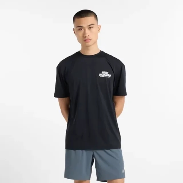 New Balance Men's Run Energy T-Shirt in Black Poly Knit