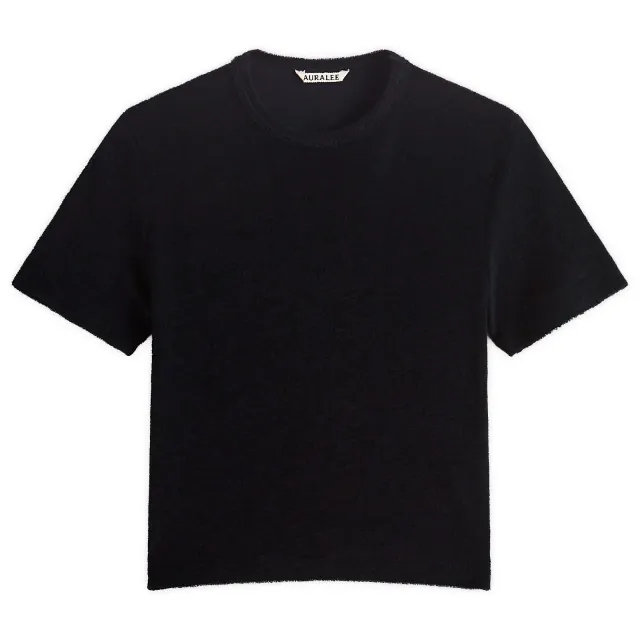 Auralee Women's Washable Wool Pile T-Shirt Navy