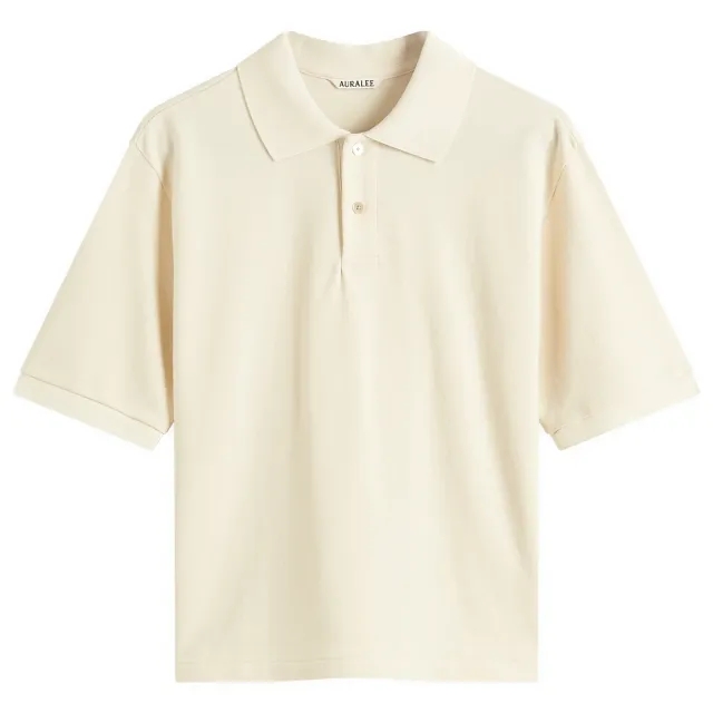 Auralee Women's High Gauge Pique Polo Ivory