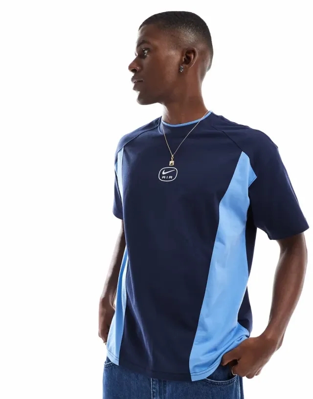 Men's Nike Swoosh Air Logo T-Shirt in Blue 