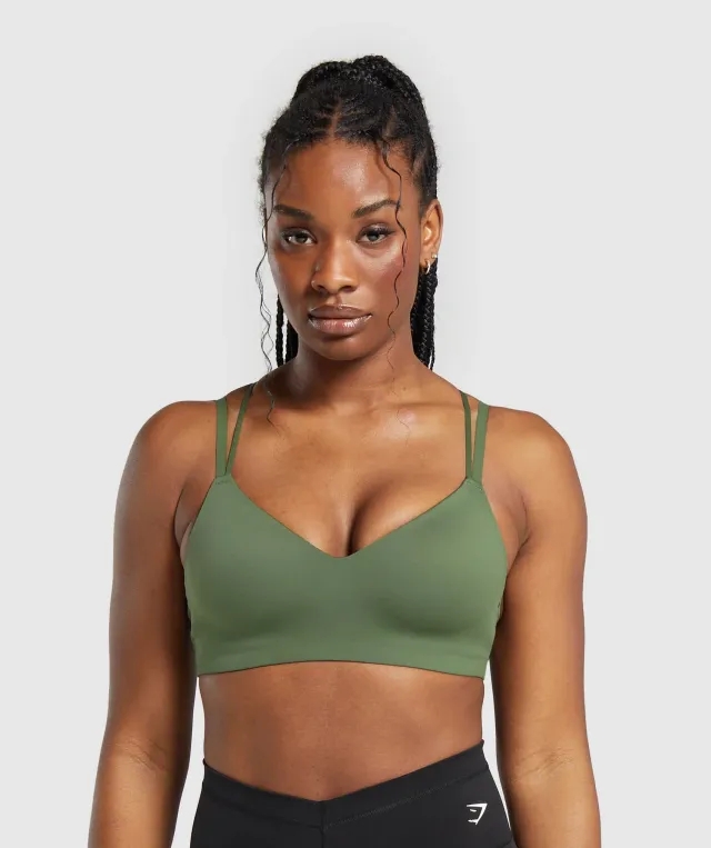  Strappy Back Light Support Sports Bra - Core Olive