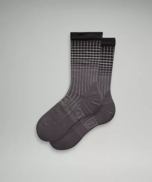lululemon – Men's Power Stride Crew Socks Reflective – Color Black/Grey – Size L