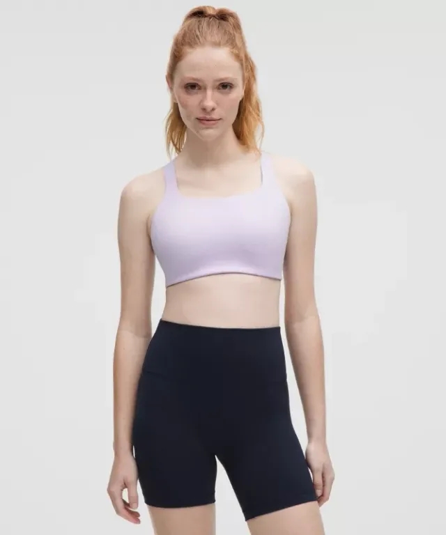 lululemon – Women's Ultralu Square-Neck Workout Sports Bra Medium Support, D/DD Cup – Color Purple – Size 10
