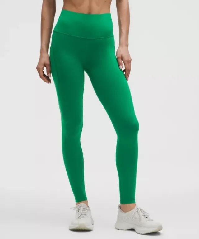 lululemon – Women's Wunder Train High-Rise Tight Leggings with Pockets – 28" – Color Green – Size 10
