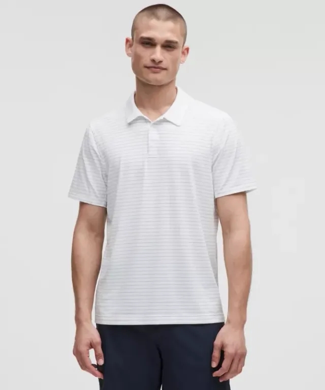 lululemon – Men's Logo Sport Polo Short-Sleeve Fit – Color White/Blue – Size L