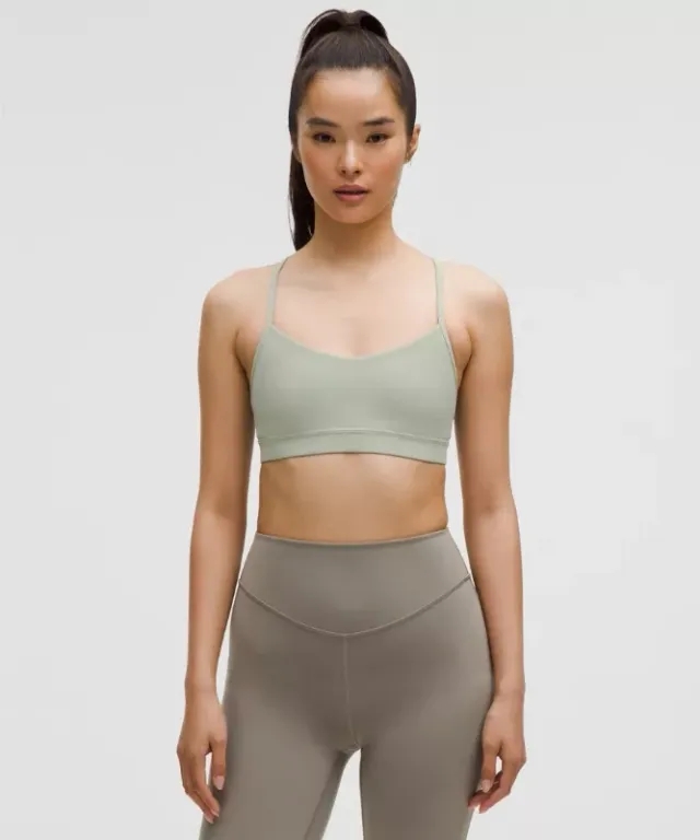 lululemon – Women's Flow Y Sports Bra Nulu Light Support, A-C Cups – Color Green/Pastel – Size 10