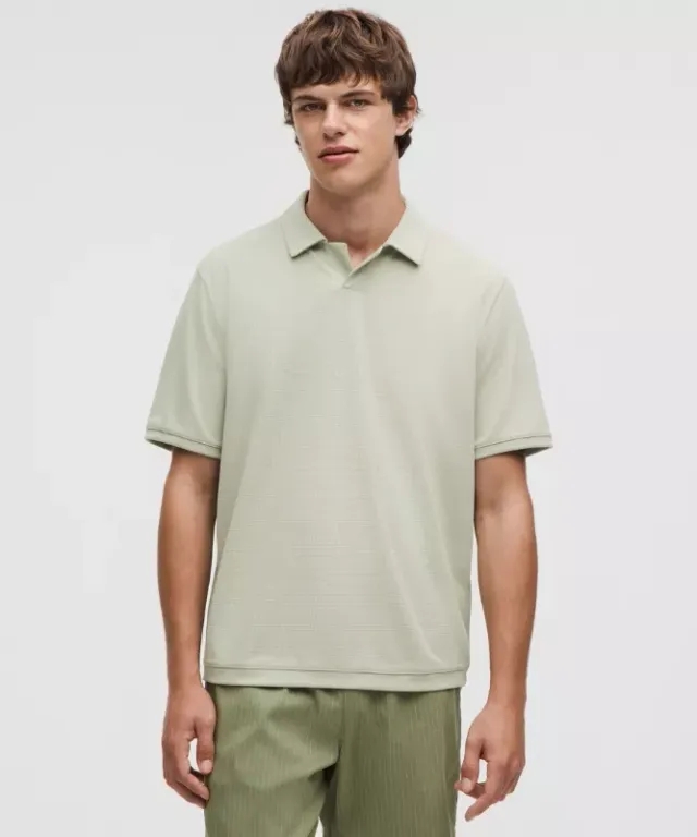 lululemon – Men's Textured Mesh Short-Sleeve Polo Shirt – Color Green/Pastel – Size L