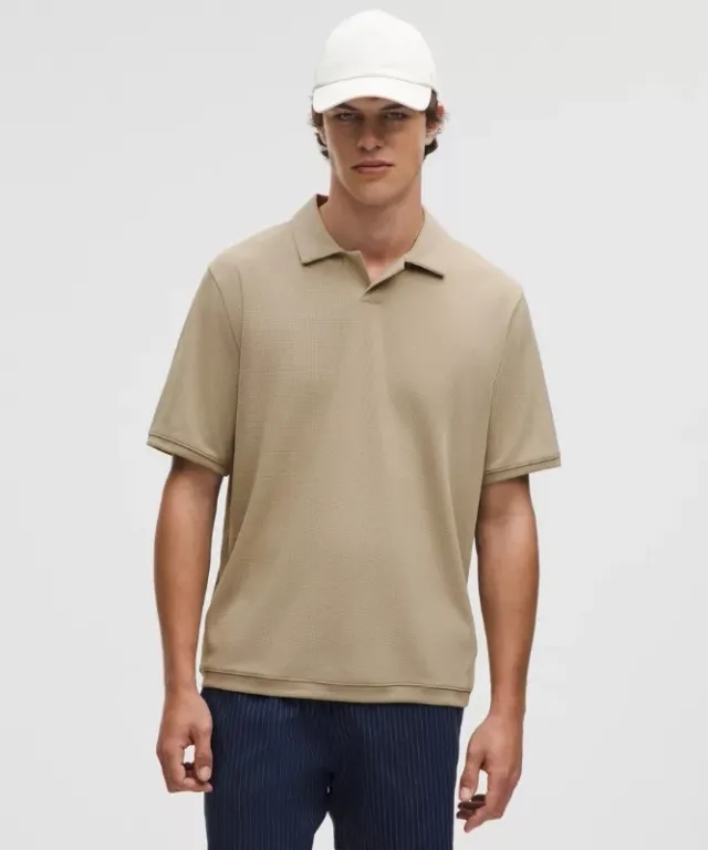 lululemon – Men's Textured Mesh Short-Sleeve Polo Shirt – Color Brown – Size L