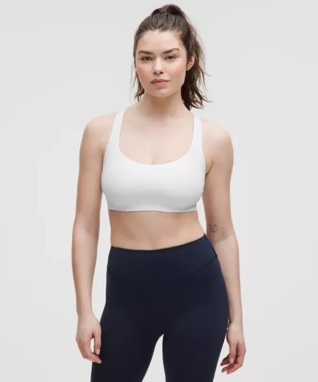 lululemon – Women's FlexyFlex Strappy Yoga Sports Bra Light Support, D-DDD Cups – Color White – Size L/XL
