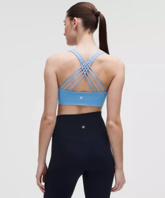 lululemon – Women's FlexyFlex Strappy Yoga Sports Bra Light Support, A-C Cups – Color Blue – Size L/XL
